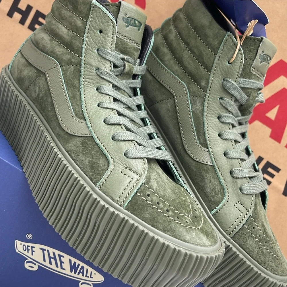 Vans WMNS Sk8-Hi Reissue 3 Platform Lx Suede/Leather Army VN000CNFARM Mono Snkrs